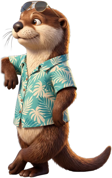 Otto the otter, aviators up, leaning a hand on the edge of the hub preview